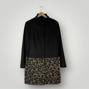TAHARI Verona Coat Jacket Womens 8 Wool ‎ Black Animal Print Sz 12